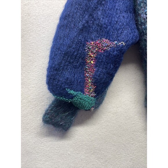 Vintage Femelle Mohair Wool Cardigan Handmade Designer Sweater Size Large 80s - Picture 3 of 6